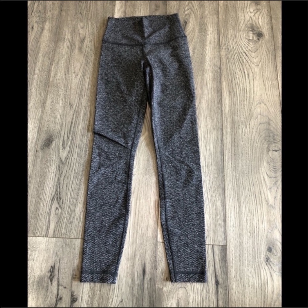 Lululemon High Times Pant in Giant Herringbone Black Heathered Black